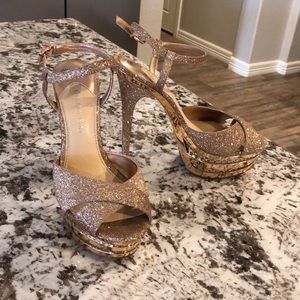 GIANNI BINI rose gold glittery heels